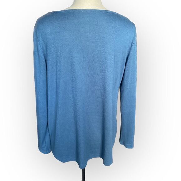 Natori Relaxed Fit Teal long Sleeve Top - Picture 2 of 4